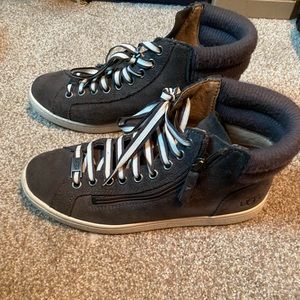 Ugg gray suede high top sneakers